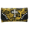 Gold Rush Gold Rush WC99-YE & LP Western Rhinestone Cross Accent Wallet - Yellow & Leopard WC99-YE/LP